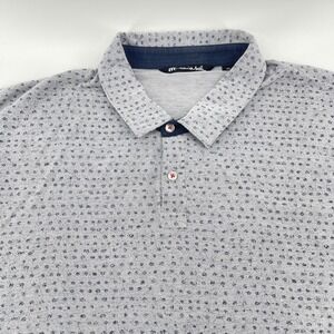 TravisMathew Polo Shirt Men XXL Gray Pattern Pima Cotton Blend Short Sleeve